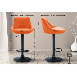 Tabouret de bar Lazio en similicuir noir orange