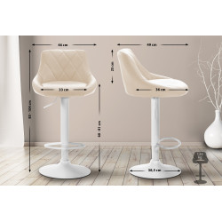 Tabouret de bar Lazio, similicuir, blanc crème