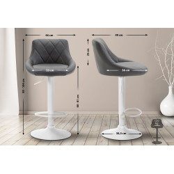 Tabouret de bar Lazio simili cuir blanc gris