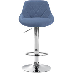 Tabouret de bar Lazio en tissu chromé bleu