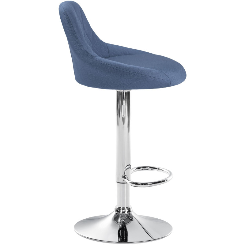 Tabouret de bar Lazio en tissu chromé bleu