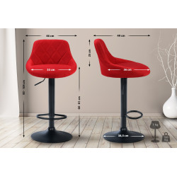 Tabouret de bar Lazio tissu noir rouge