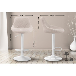 Tabouret de bar Lazio tissu blanc crème