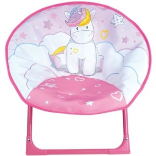 Siege lune pliable pour enfant - FUN HOUSE LICORNE - H.47 x l.54 x P.42 cm - Rose