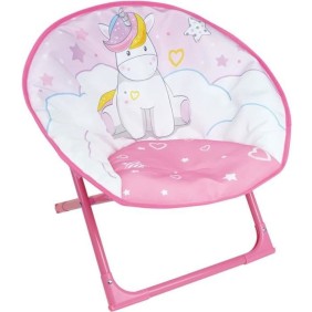 Siege lune pliable pour enfant - FUN HOUSE LICORNE - H.47 x l.54 x P.42 cm - Rose