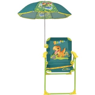 FUN HOUSE JURASSIC WORLD Chaise pliante de camping dinosaures - H.38.5 xl.38.5 x P.37.5 cm - Avec un parasol ø 65 cm - Pour enfa