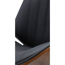 Tabouret de bar Nova simili cuir noir noyer/noir