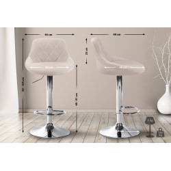 Tabouret de bar Lazio en tissu chromé crème