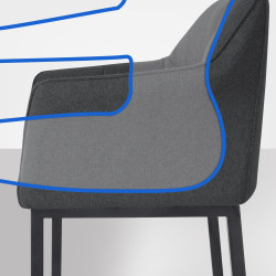 Tabouret de bar Damaso B en feutre avec structure à 4 pieds anthracite