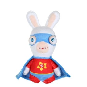 LAPINS CRETINS Peluche Super-Héros Rouge Sonore - 18 cm