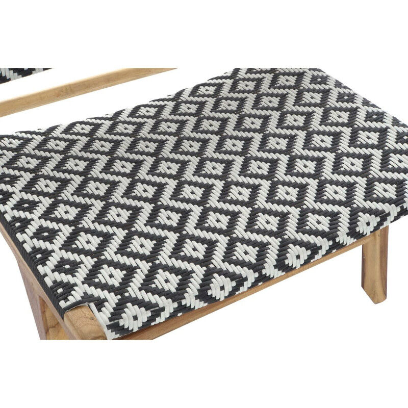 Chaise de jardin DKD Home Decor Blanc Noir Naturel PVC Teck 65 x 80 x 68 cm