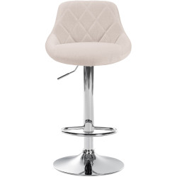 Tabouret de bar Lazio en tissu chromé crème