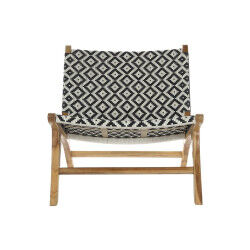 Chaise de jardin DKD Home Decor Blanc Noir Naturel PVC Teck 65 x 80 x 68 cm