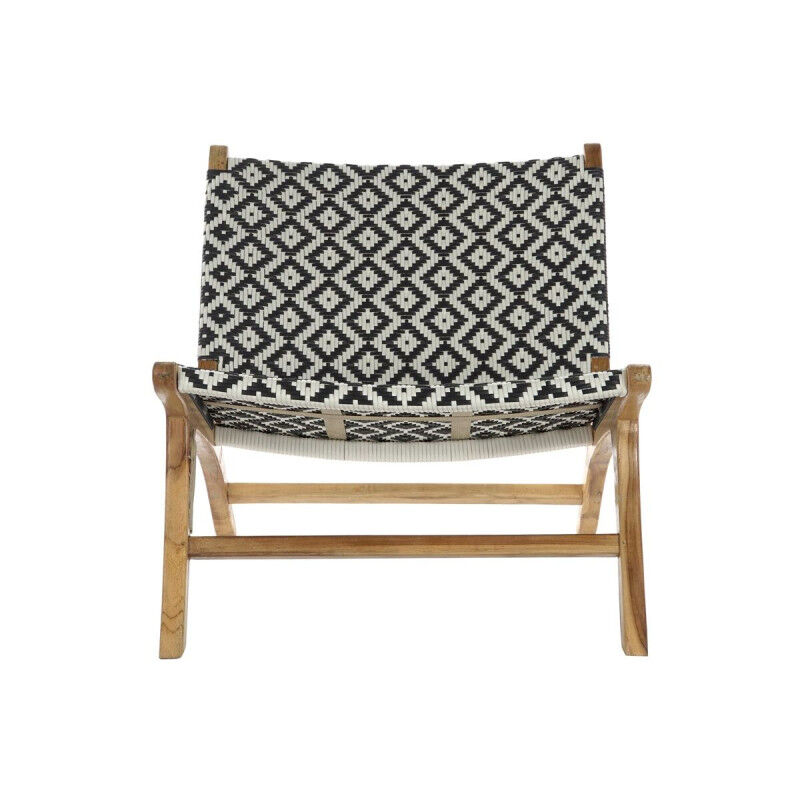 Chaise de jardin DKD Home Decor Blanc Noir Naturel PVC Teck 65 x 80 x 68 cm