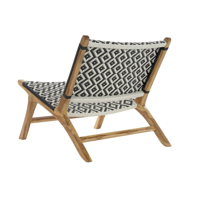 Chaise de jardin DKD Home Decor Blanc Noir Naturel PVC Teck 65 x 80 x 68 cm