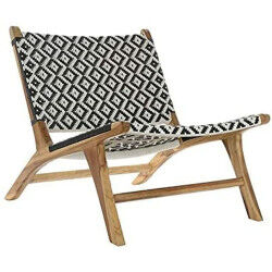 Chaise de jardin DKD Home Decor Blanc Noir Naturel PVC Teck 65 x 80 x 68 cm