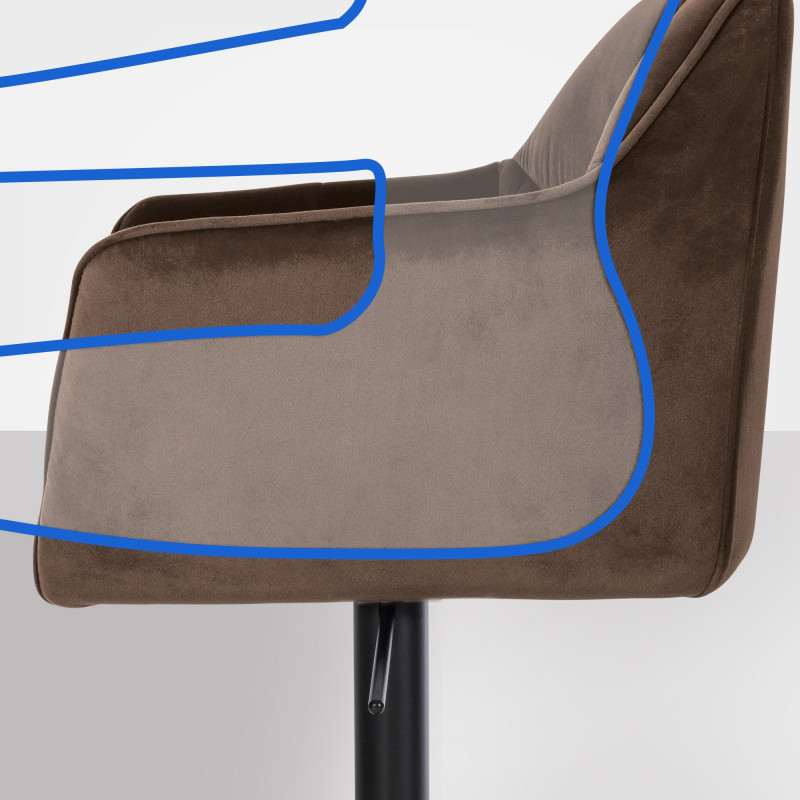 Tabouret de bar Damaso B velours marron