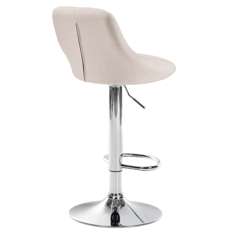 Tabouret de bar Lazio en tissu chromé crème
