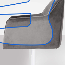 Tabouret de bar Damaso W velours gris