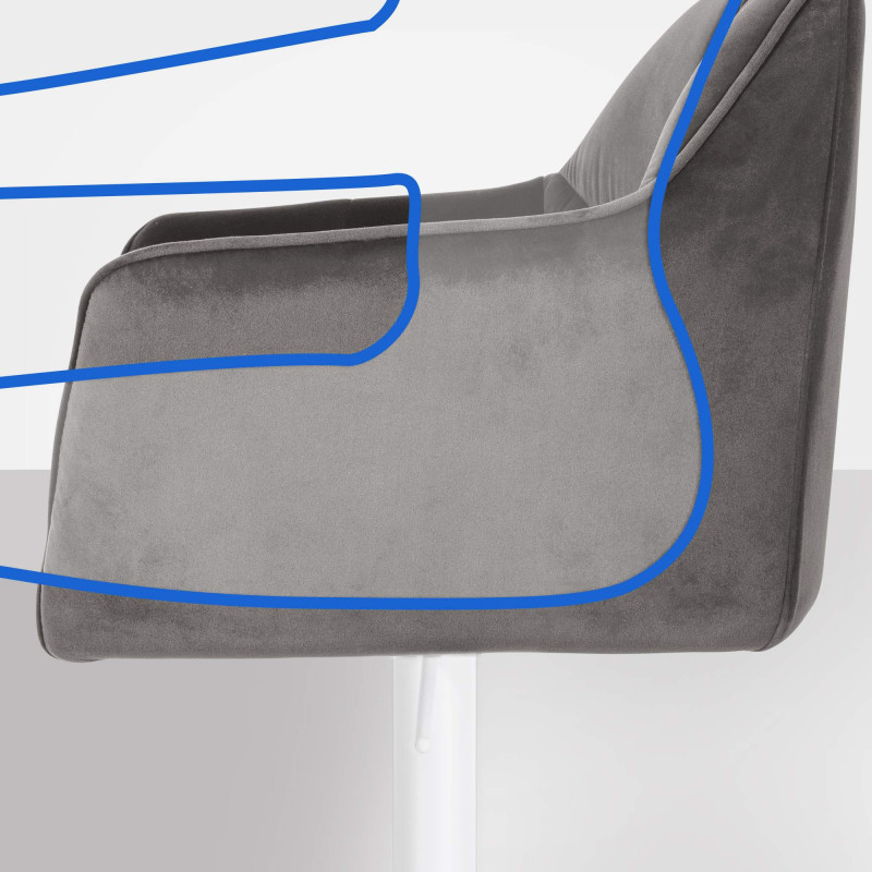 Tabouret de bar Damaso W velours gris