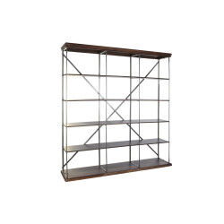Étagère DKD Home Decor Sheesham Marron Brun foncé Gris clair Bois Métal 213 x 43 x 220 cm