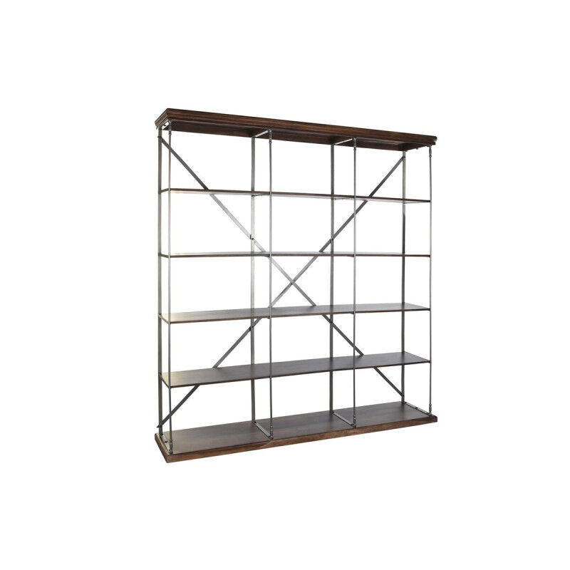 Étagère DKD Home Decor Sheesham Marron Brun foncé Gris clair Bois Métal 213 x 43 x 220 cm