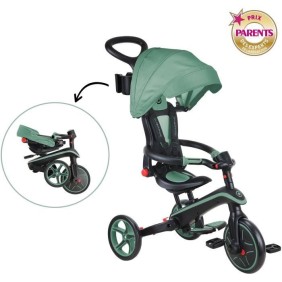 Tricycle évolutif EXPLORER 4 EN 1 PLIABLE - GLOBBER - Olive - Draisienne - de 10 mois a 5 ans - Montage sans outils