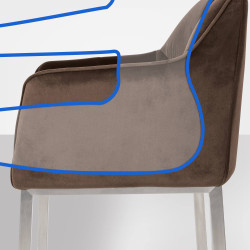 Tabouret de bar Damaso E en velours avec structure à 4 pieds marron