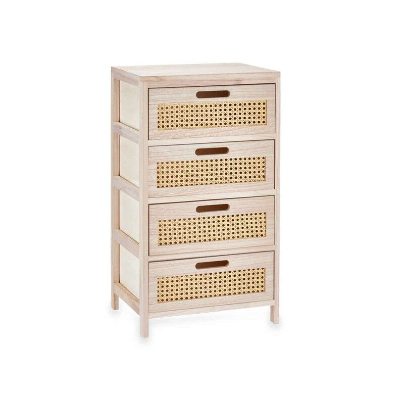 Caisson à Tiroirs Rattan Naturel 40 x 73 x 29 cm 4 tiroirs