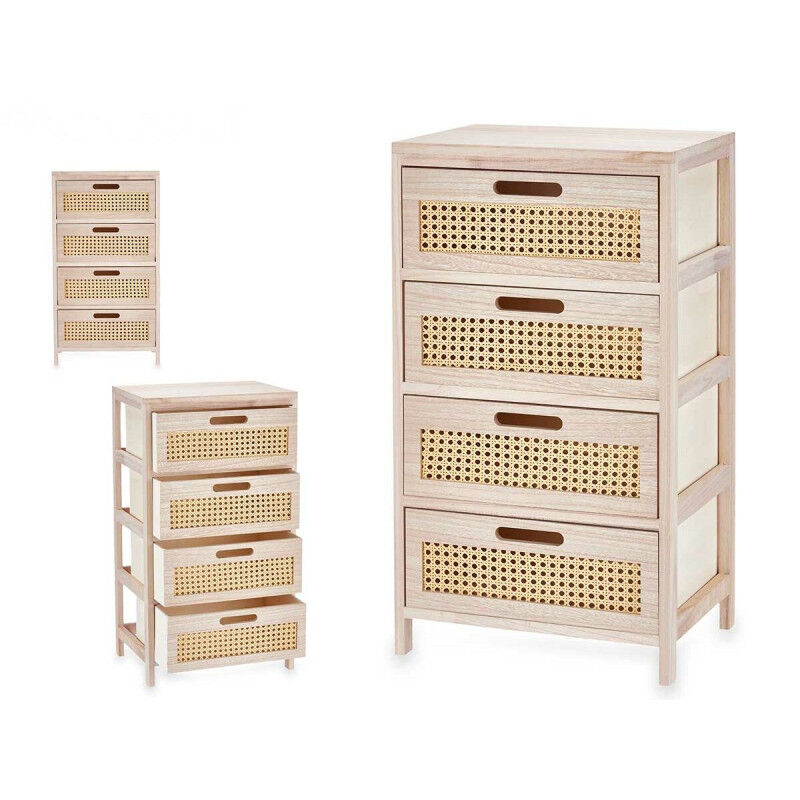 Caisson à Tiroirs Rattan Naturel 40 x 73 x 29 cm 4 tiroirs