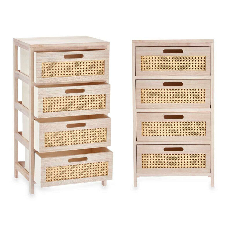 Caisson à Tiroirs Rattan Naturel 40 x 73 x 29 cm 4 tiroirs