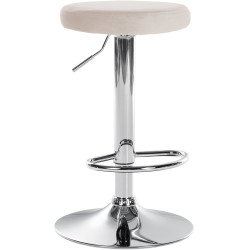Tabouret de bar en velours Ponte, chromé crème