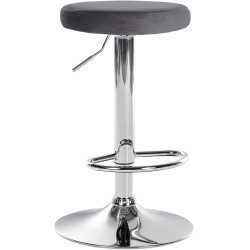 Tabouret de bar en velours Ponte, chromé gris foncé
