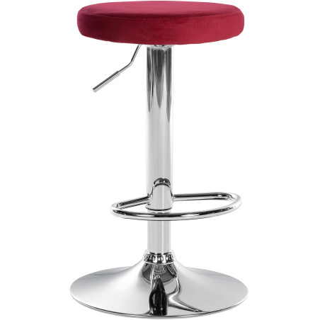 Tabouret de bar en velours Ponte, chromé rouge