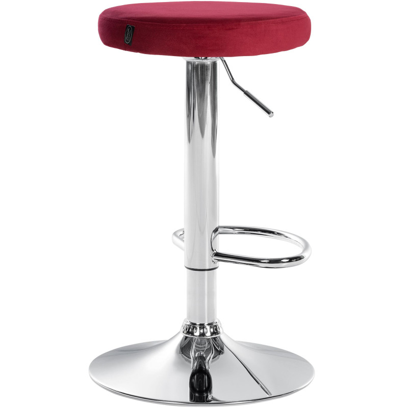 Tabouret de bar en velours Ponte, chromé rouge