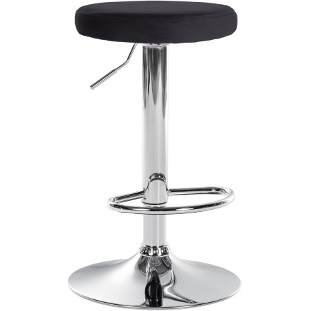 Tabouret de bar en velours Ponte, chromé noir