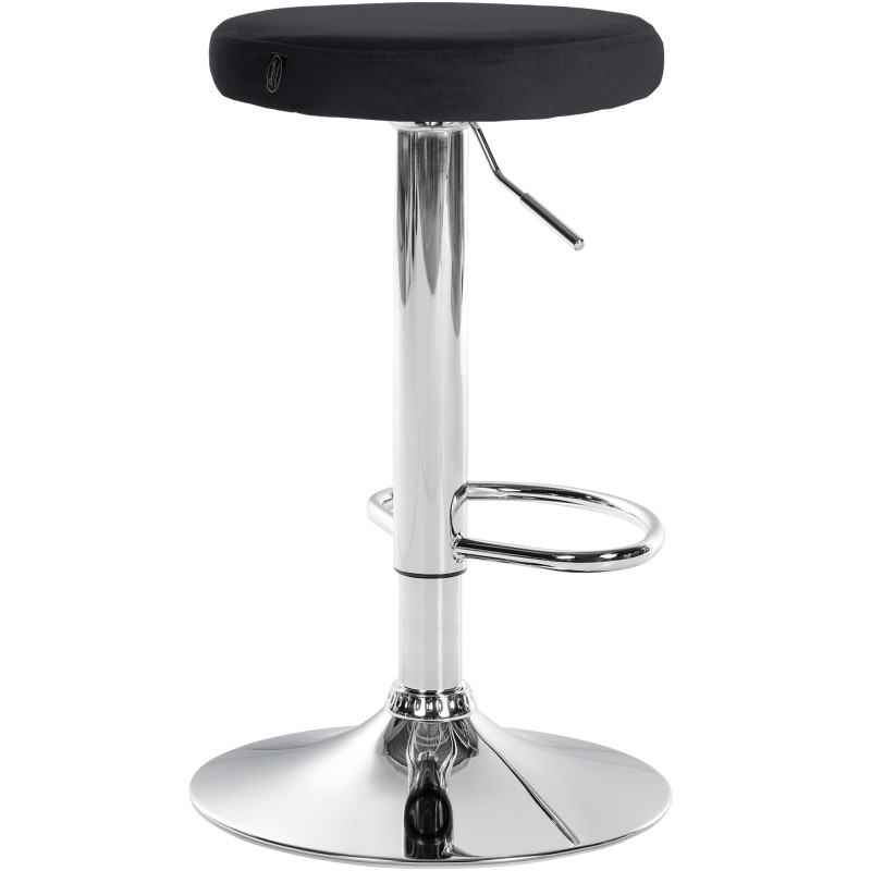 Tabouret de bar en velours Ponte, chromé noir