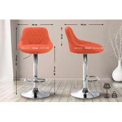 Tabouret de bar Lazio en tissu chromé orange
