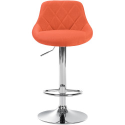 Tabouret de bar Lazio en tissu chromé orange
