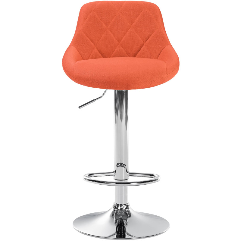 Tabouret de bar Lazio en tissu chromé orange