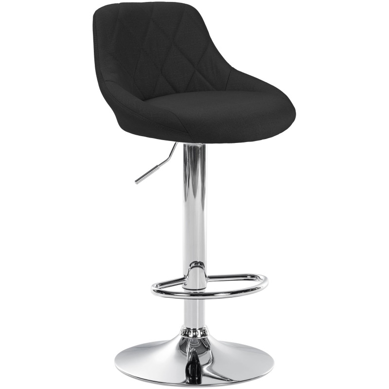 Tabouret de bar Lazio en tissu chromé noir