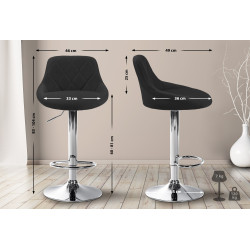 Tabouret de bar Lazio en tissu chromé noir