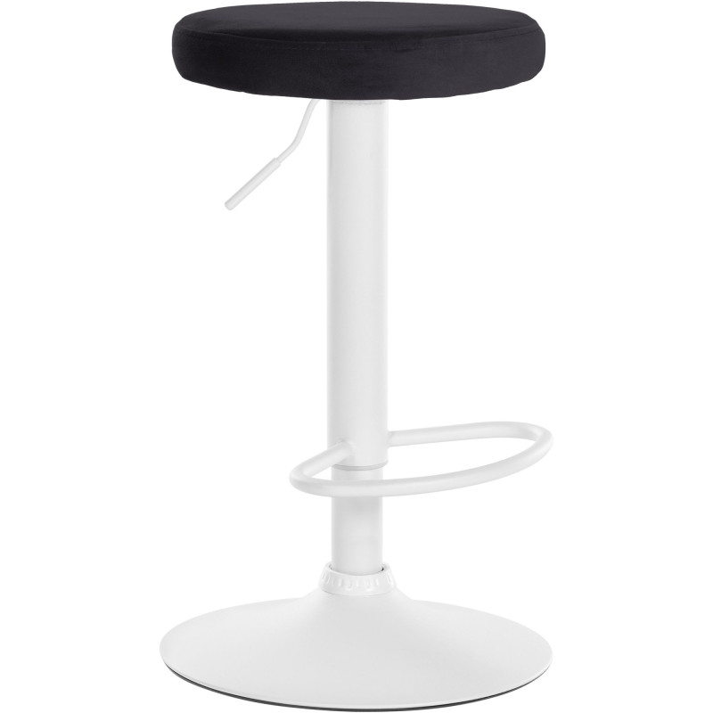 Tabouret de bar en velours Ponte, blanc noir
