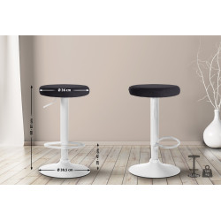 Tabouret de bar en velours Ponte, blanc noir