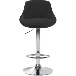 Tabouret de bar Lazio en tissu chromé noir