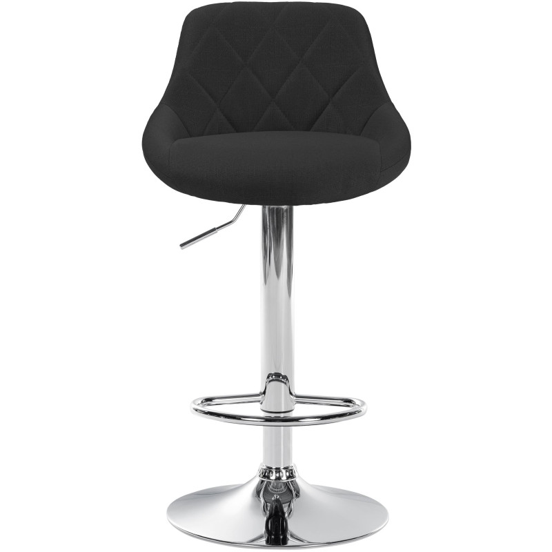 Tabouret de bar Lazio en tissu chromé noir