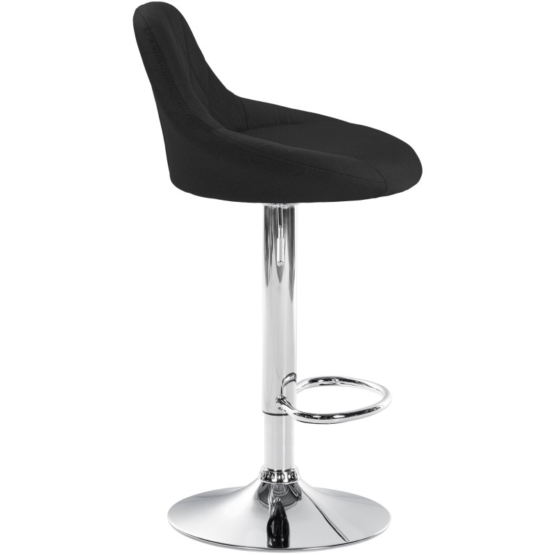 Tabouret de bar Lazio en tissu chromé noir