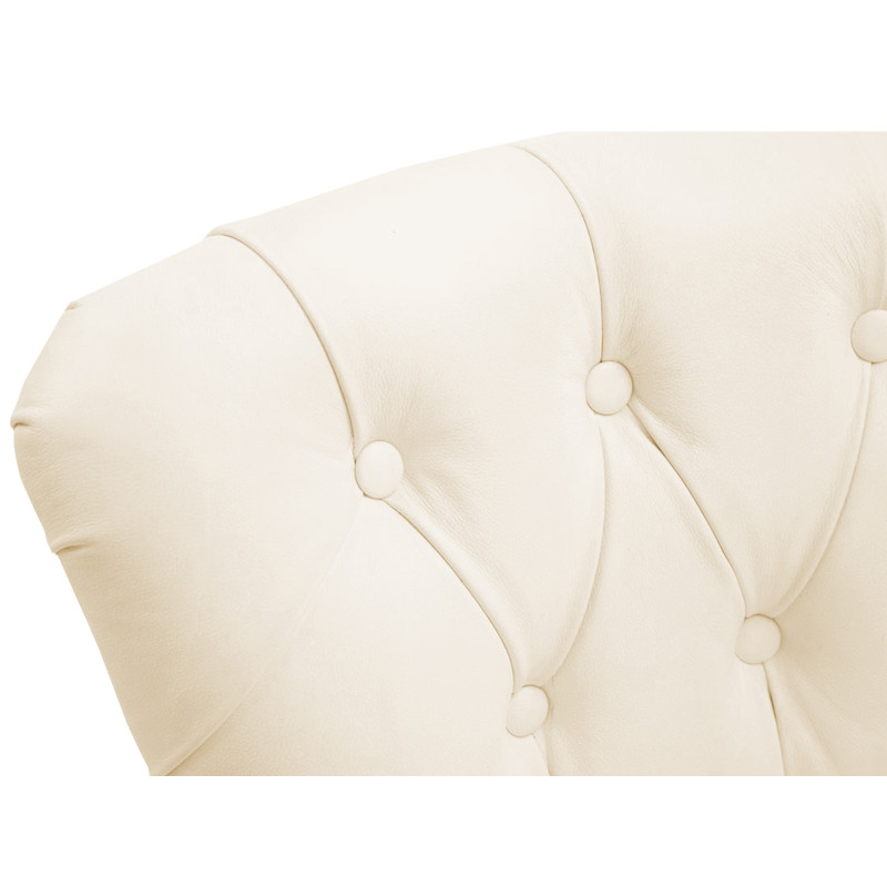 Sgabello da bar Lakewood in vera pelle color crema anticato