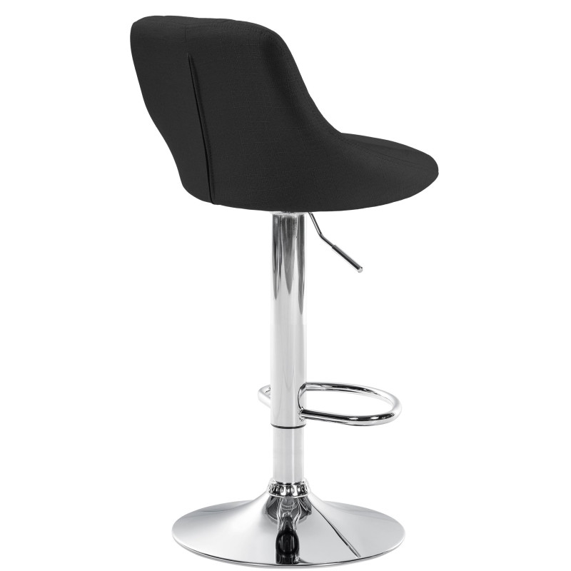 Tabouret de bar Lazio en tissu chromé noir