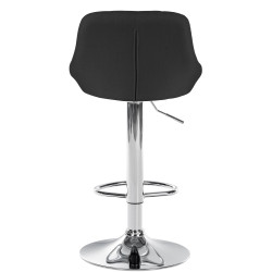 Tabouret de bar Lazio en tissu chromé noir